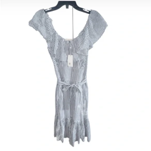 NWT Tory Burch Eyelet Embroidered Stripe Flounce Ruffles Midi Dress Sz 10 Beach NWT Tory Burch Eyelet Embroidered Stripe Flounce Ruffles Midi Dress Sz 10 Beach